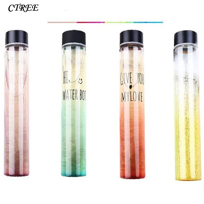 

CTREE 1Pc Fashion Creative Discoloration Glass Transparent Mug Gradient Color Travel Water Cup With Cover Travel Mugs 300ml C599