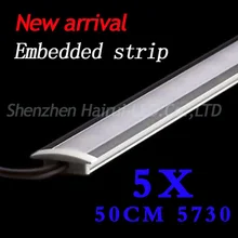 New Embedded strip 5PCS/Lot 7W 50CM Rigid Strip 5730 LED Bar U Groove Light 72LEDs/M LEDDC 12V 5630 LED Tube Hard LED Strip