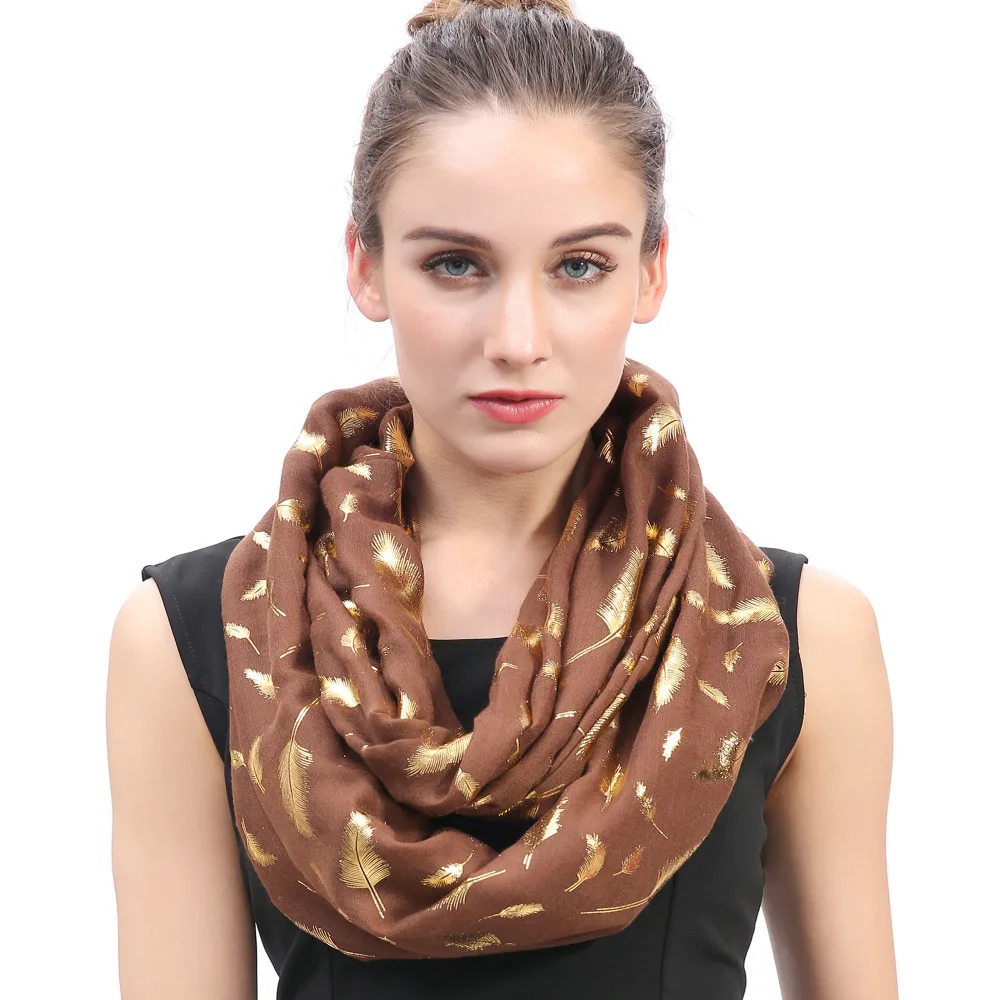Металлическое золото перо женский Фотофон мягкий легкий|scarf snood|infinity loop scarfloop scarf |