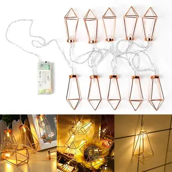 

1.3M 10 LEDs Iron Diamond Shape Design Lamp String Festival Party Decoration Lantern - Warm White Light