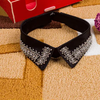 

Summer Shirt Fake Collar Black Tie costume Decoration Fake collar for pullover Korea Style beading shirts Removable false Collar