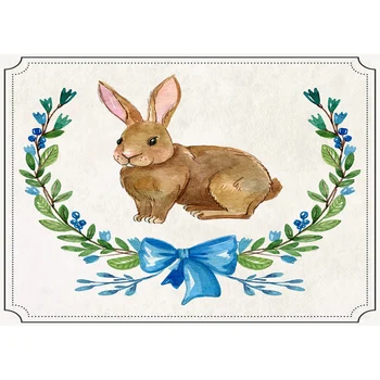 

Colorwonder Photography Background Brown Rabbit 7x5 Blue Bow with Green Branch Backdrop for Easter Day Party Banner Decoration