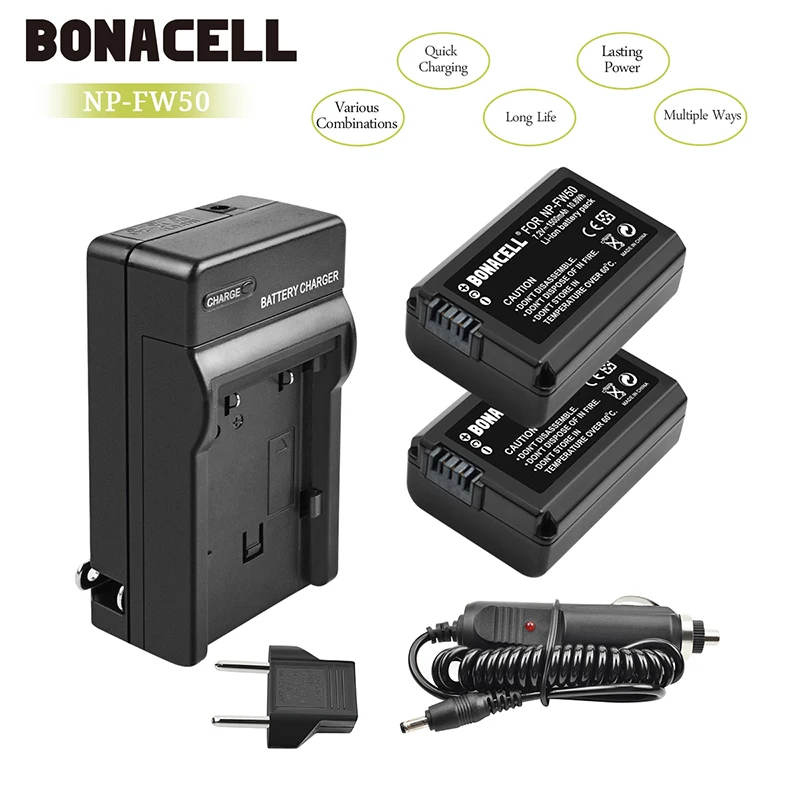 Bonacell NP-FW50 FW50 Камера Батарея Batteria + Зарядное устройство для sony Alpha A6500 A6300 A6000 A7r A5000 7R A7R A7R II A7S A7S II A7