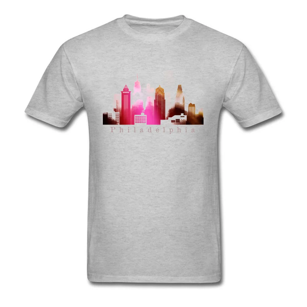 Philadelphia tee O-Neck T Shirts Summer/Autumn Tees Short Sleeve Fashion Pure Cotton Casual Tee-Shirts Europe Men Philadelphia tee grey