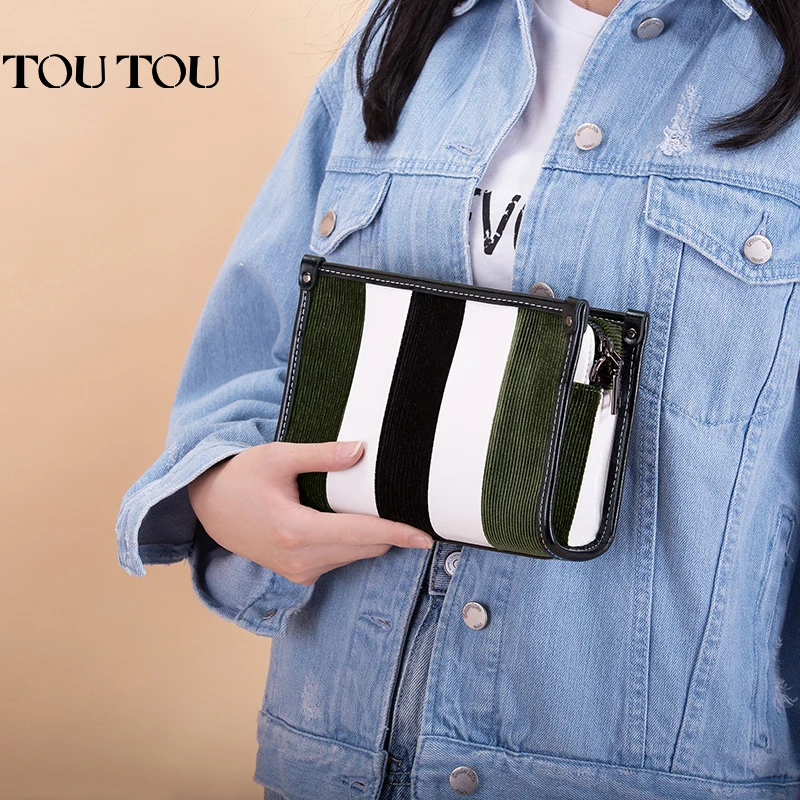

2019 New Arrival Retro Corduroy Stripe Contrast Bag for Women Multi-function Clutch Crossbody Bag