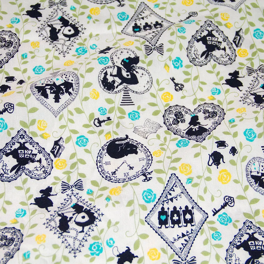 Half-Meter Japanese Kokka Cotton Fabric Patchwork Quilting for sewing Vintage Alice in Wonderland B | Дом и сад
