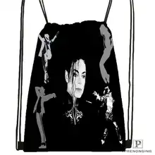 Пользовательские Майкл Джексон@ 02 Drawstring сумка-рюкзак милый рюкзак детский Ранец(черный назад) 31x40 см#20180611-02-64