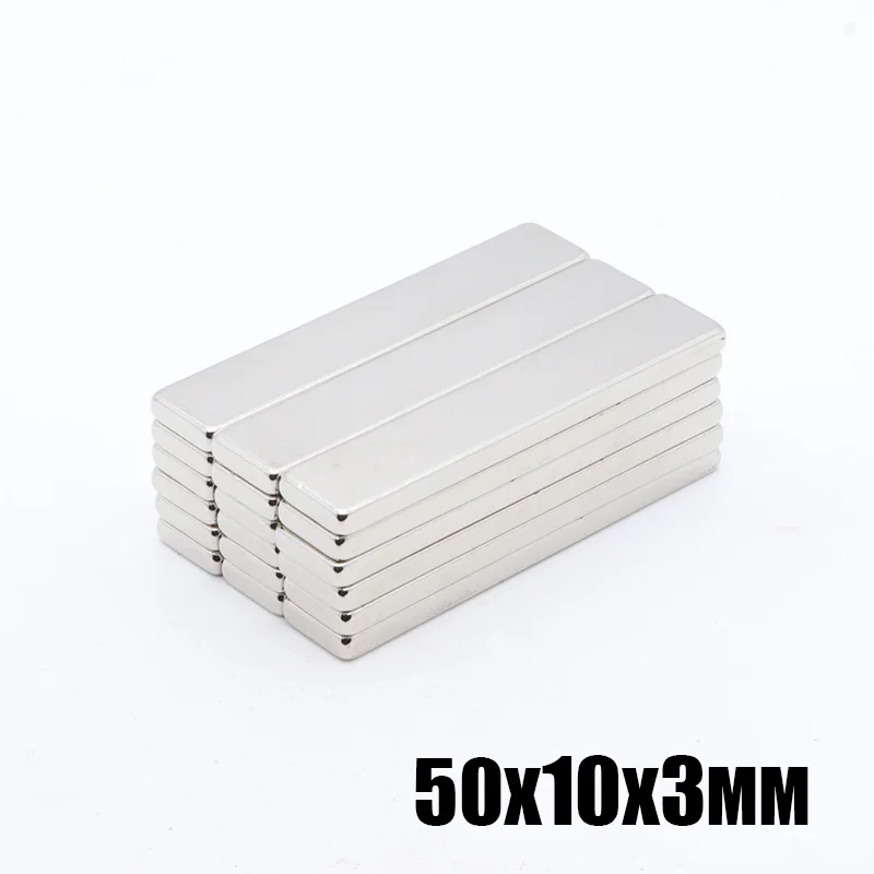 10 шт. 50x10x3 мм блок магнит 50*10*3 мм N35 Сильный квадратный NdFeB редкоземельные магниты неодимовые магниты 50 мм x 10 мм x 3 мм