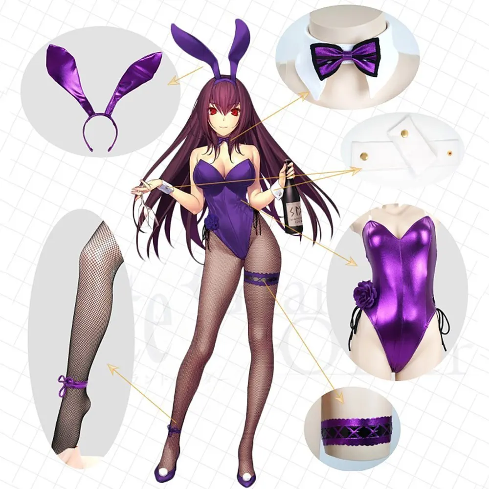 Женские костюмы для костюмированной вечеринки в стиле аниме «кролик»; комплект из 6 предметов