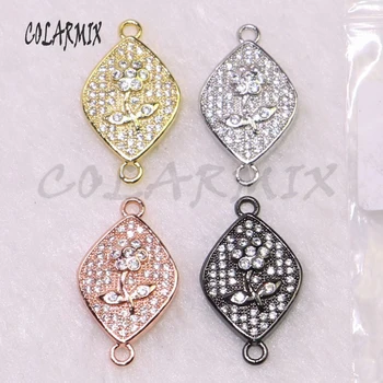 

20Pcs Cute tiny zircon charms for jewelry making Double hoops connector for Bracelet making mix color jewelry 5370