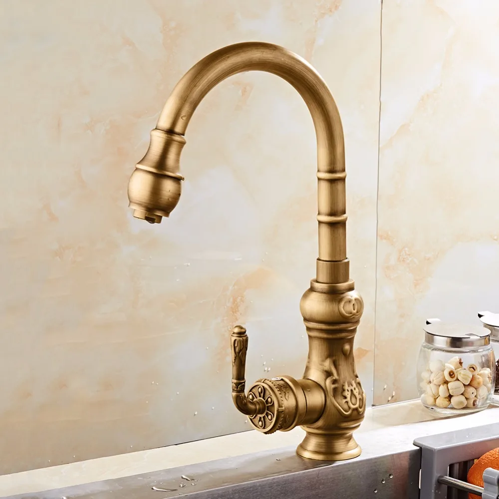 Free Shipping Brass kitchen Faucet Single Handle Antique Finish Basin Sink Mixers Taps Kitchen Sink Faucet Free Shipping Brass kitchen Faucet Single Handle Antique Finish Basin Sink Mixers Taps Kitchen Sink Faucet