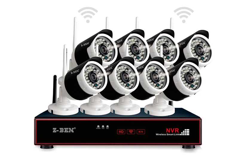 ZB WK208 1.3MP 2 4G 8CH набор для беспроводного видеонаблюдения 720 P Водонепроницаемый WiFi IP