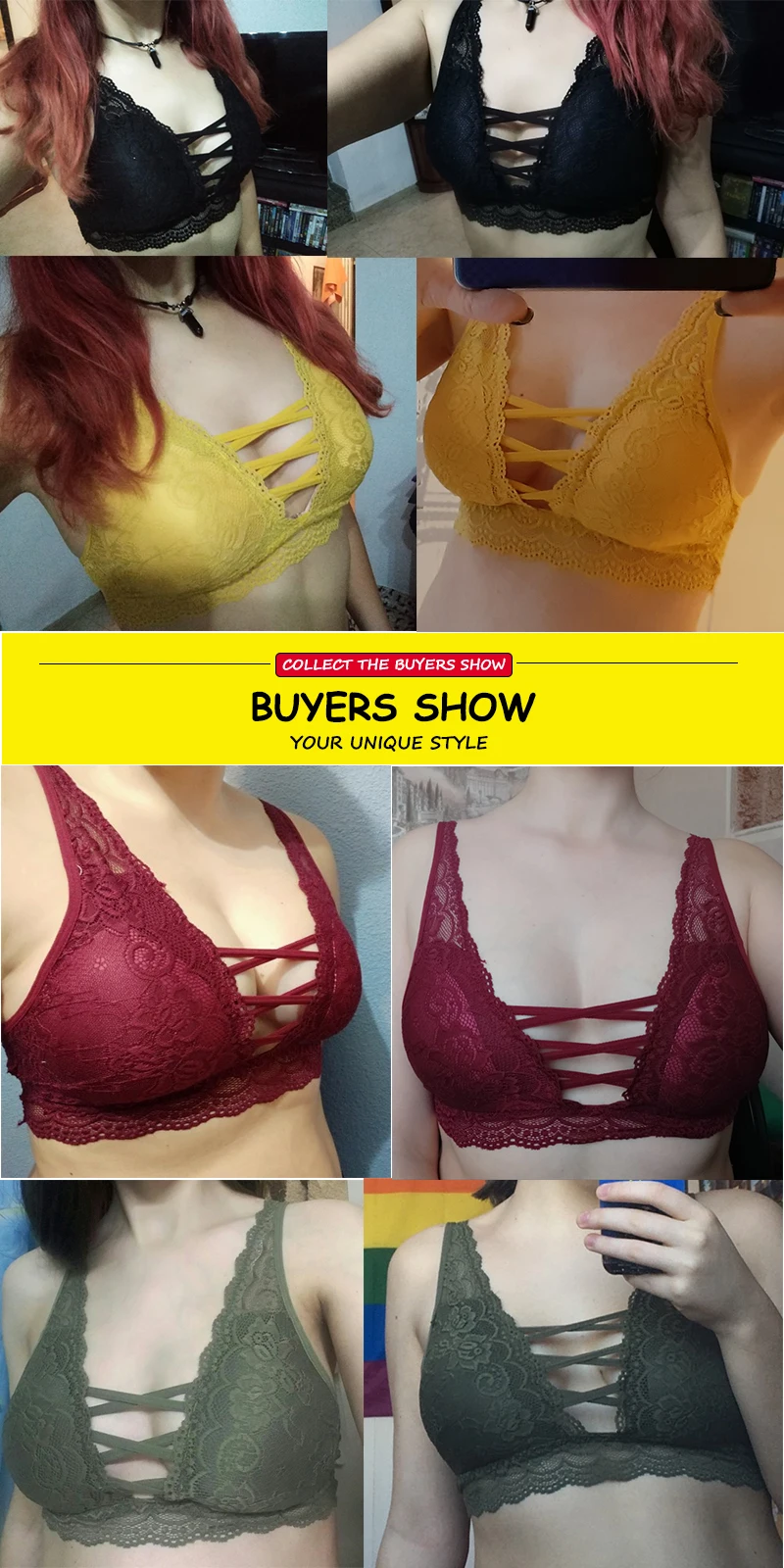 Для женщин с пикантным воротником-хомутом из ленты Bralette спинки Беспроводной короткий топ сексуальный 3/4 стакана цветочные Бюстгальтеры Женские 6 цветов Нижнее белье с подкладками белье