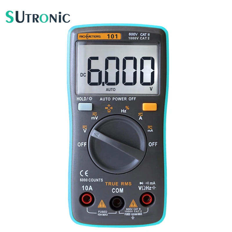 RM101 Auto Range Digital Multimeter 6000 counts Backlight Large Screen Buzzer Protection AC DC Ammeter Voltmeter Ohm Portable|auto range digital multimeter|digital multimeterauto range digital - AliExpress