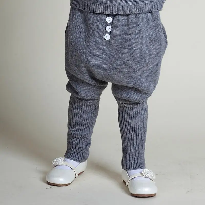 

New 2018 Bobo Style INS Baby Girls Boys Harem Pants 1-5Yrs Knitted Pants 100% Add Wool Thicken Winter Spring Children Trousers