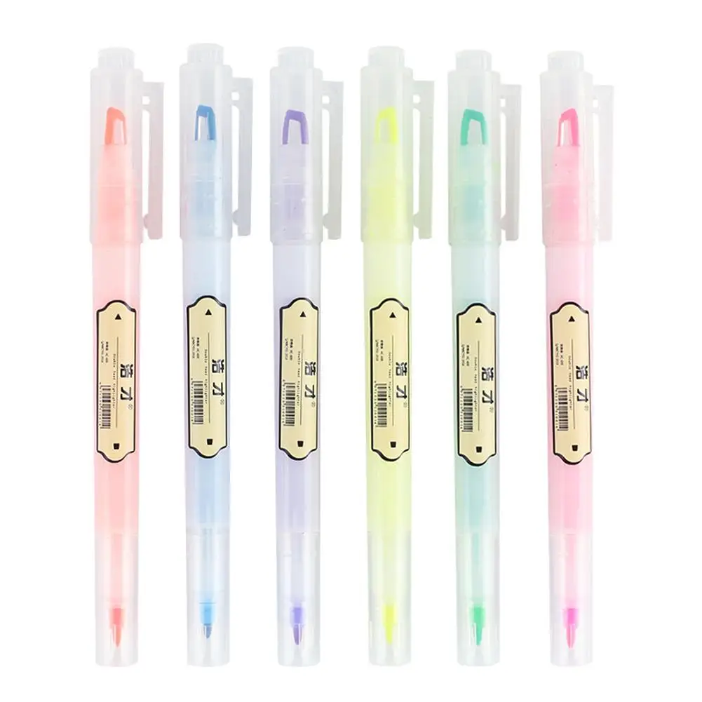 

6PCS Highlighter Perspective Drilling Candy Color Marker Stationery for Students