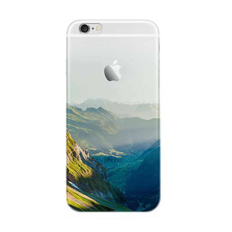 Мягкий силиконовый чехол для iPhone 7 plus 6 s 5 5S с изображением горного леса и