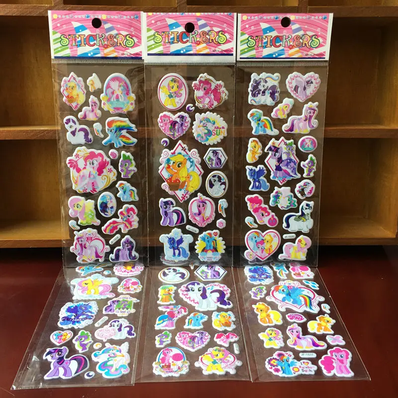 

10 Sheets Cartoon my little horse poni Animal Stickers Kids Toys Bubble Stickers Educational Toys for Baby PVC Sticker