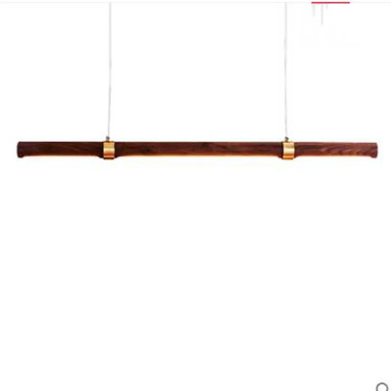 

L Restaurant long chandelier modern minimalist designer Nordic bar restaurant imitation wood grain walnut chandelier LED