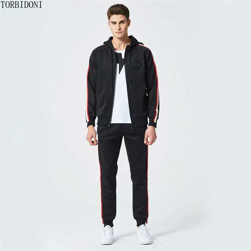 Hooded Tracksuit Men Casual Jacket Pant Sets Fashion Autumn Sporting