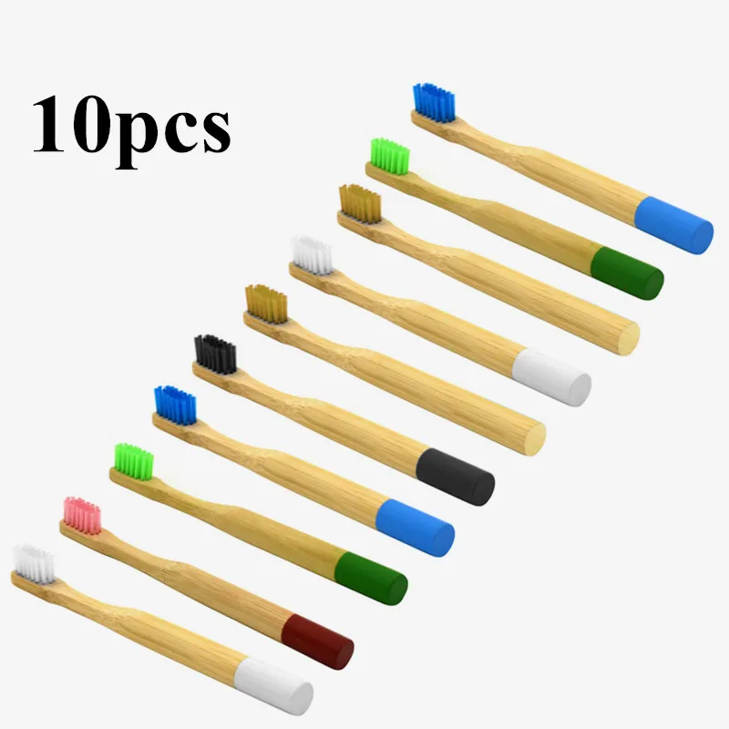 

Wholesale 10pcs Colorful Eco-friendly Bamboo Toothbrush Soft Bristle Child Toothbrush Anti Bacterial Bristles Toothbrush