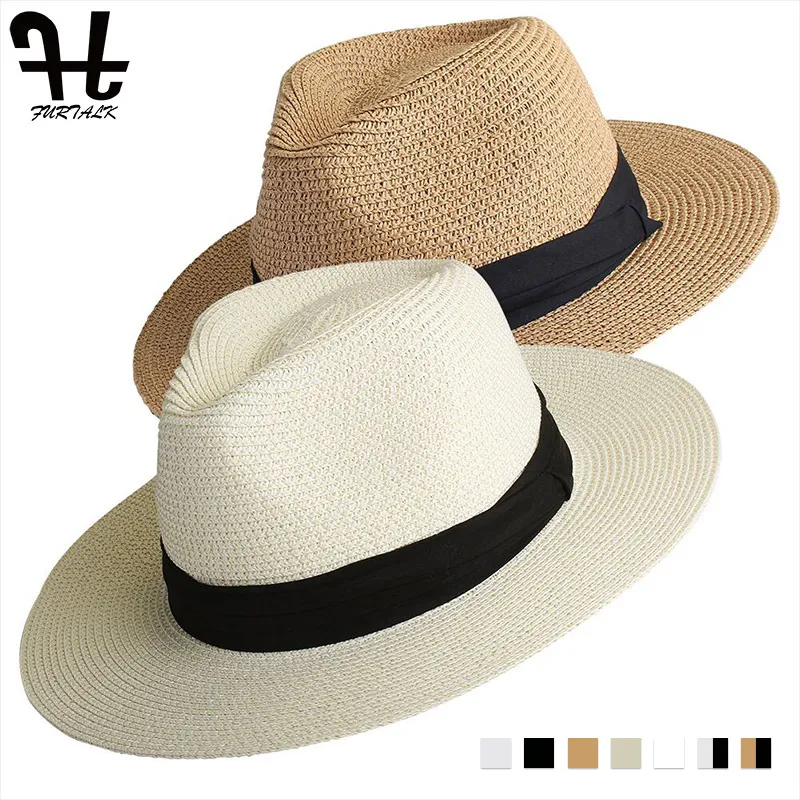 FURTALK Panama Hat Summer Sun Hats for Women Man Beach Straw Hat for