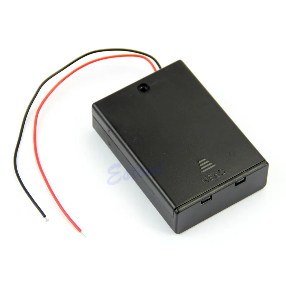 

OOTDTY Plastic Hard Storage Holder Case Box For 2 3 4 X AA Battery With Wire Leads