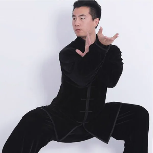 Preise Tai chi kleidung verdicken und warm gold samt kung fu anzug herbst und winter pleuche tai chi kleidung für männer und frauen