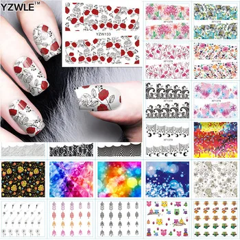 YZWLE 1 Sheet DIY Designer Water Transfer Nails Art Sticker Accessories, 42 Styles For Choose