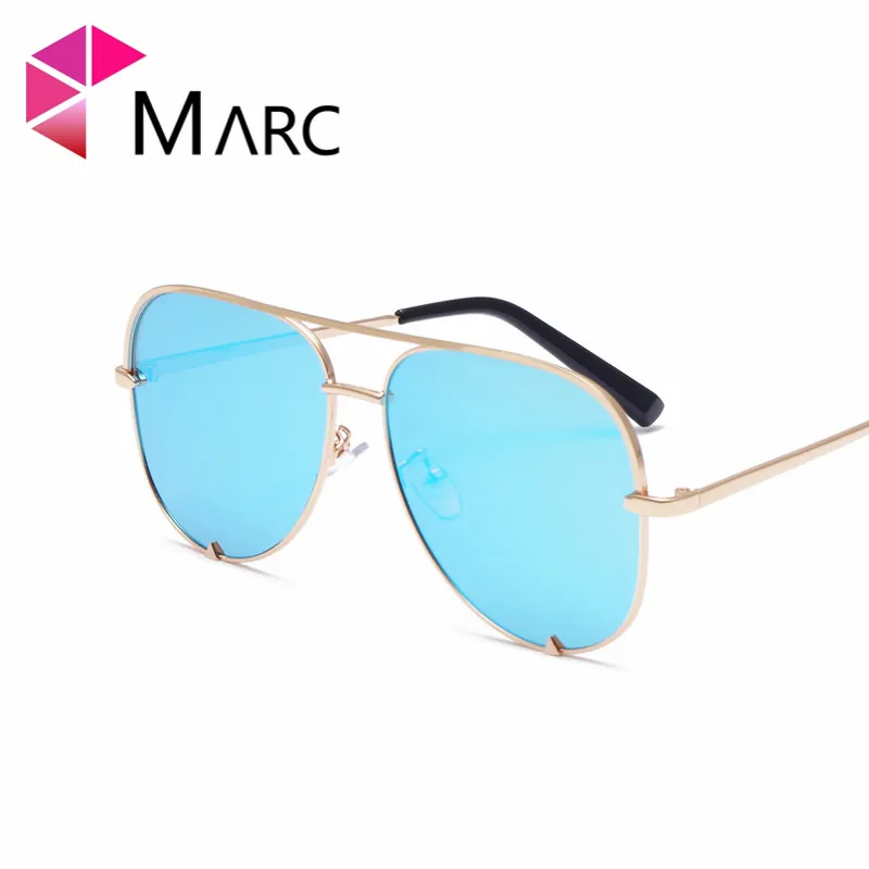 

MARC UV400 WOMEN MEN Sunglasses Blue Gradient Mirror Fashion Siver Pilot Classic Brand Designer Resin Alloy Eyeglass Vintage