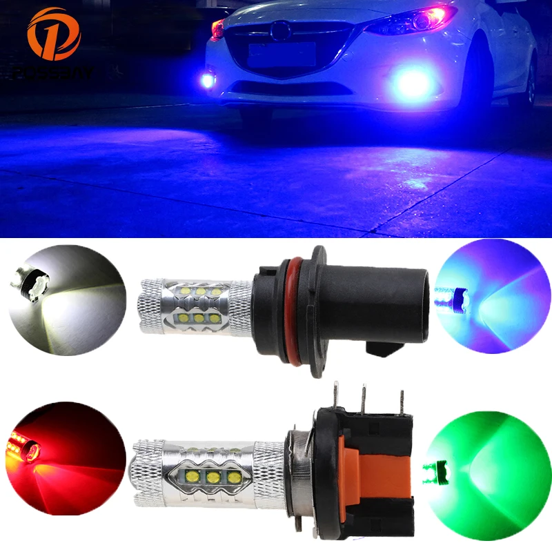 

POSSBAY 9004/9007/H15/PY20d LED Cars Fog Lights Day Time Running Bulb Auto Headlight Bulbs White/Red/Blue/Green Warning Light
