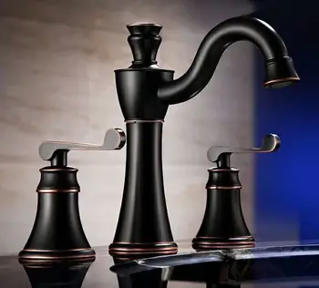 

Free ship BLACK ORB 8 inch 3 Holes widespread bathroom Lavatory Sink faucet mixer tap deck mounted Luxury tap