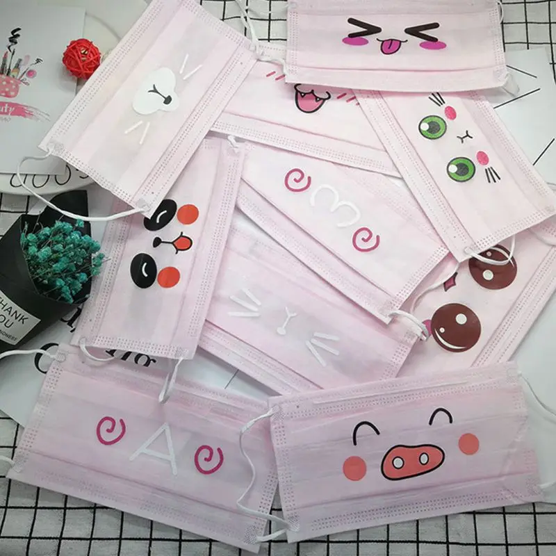

1Pc Disposable Lovely Cartoon Funny Animal Emoji Mouth Mask Cute Pig Panda Cat Medical Anti-dust Mouth-Muffle Random Style