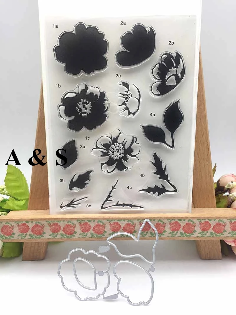 KC20 Rose Flower Leaf Metal Cutting Dies or Transparent Clear Stamp for Scrapbooking DIY Embossing Folder Template Crafts | Дом и сад