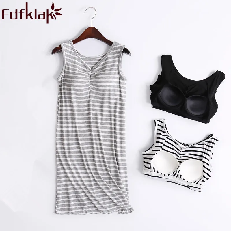 Fdfklak M-XXL Plus Size Nightgowns Summer New Modal Night Gown Night Dress Sexy Sleepwear Nighties For Women Q1167