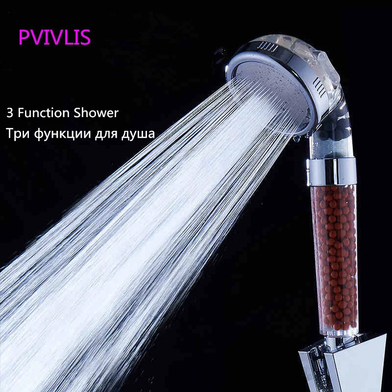 

HOT PVIVLIS 3 Function Anion Spa Shower SPA Shower Head Pressurized Water - Saving Handheld Big Rain Shower Ducha Chuveiro