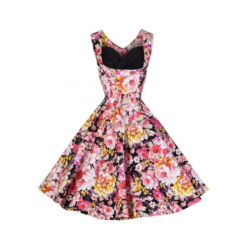Free shipping New Style Lady Sexy Vintage Hot Selling 50s Swing Print Retro 60s Rockabilly Pinup