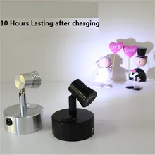 1 Вт/3 Вт подзарядка светодиодная точечная лампа, портативный свадебный, выставочный стенд для украшений стеклянная лампа подсветки, Настольная вращающаяся батарея потолочная лампа