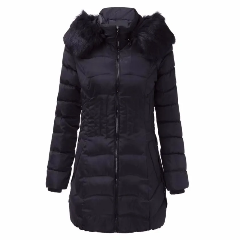 

FEITONG 2018 winter jacket women Thick coats Fashion Winter Womens Long Jacket Warm Cotton Slim Coat solid hooded Coats Female