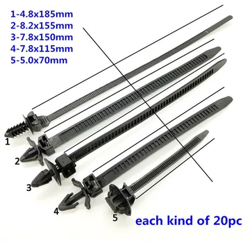 

Band Cable Tie Clip 100pcs High Quality Nylon Bundled Car Harness Line Fastener Zip Kit