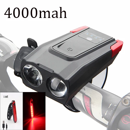 4000mahred tailred 4000 mAh индукционный велосипедный передний свет набор USB перезаряжаемая умная фара с рогом 800 люмен светодиодная велосипедная лампа Велосипедное освещение - Цвет: 4000mahred tailred