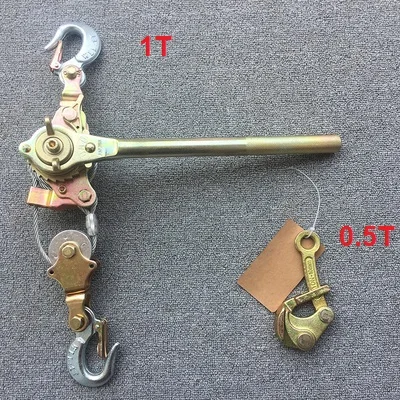 

1T hand puller with wire grip , Japanese style ratchet cable puller hand steel wire rope puller ratchet pulling wire gri