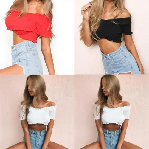 Кроп Топ женский с открытыми плечами однотонный ярких цветов|crop top|fashion crop topwomen |