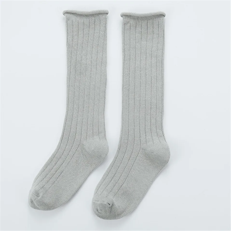Весенние детские носки для девочек, кружевные носки до колена для новорожденных длинные милые гетры для девочек, носки для новорожденных - Цвет: Gray