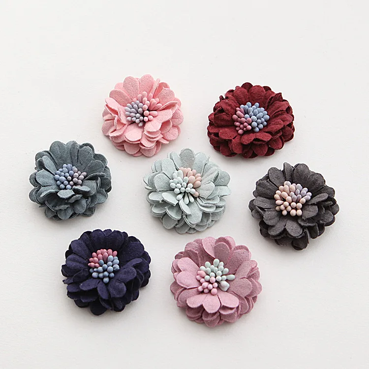 

20pcs/lot handmade korean flowers patches for clothing headwear DIY craft supplies sewing accessories parches for bags shoes