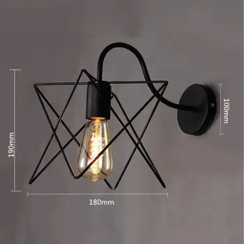 

Simple Vintage Iron Cage Wall Lamp Retro Loft Corridor Stairs Light Bathroom Wall Lights Fixture Arandela (Stars) Drop Shopping