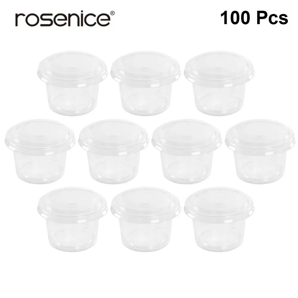 

100pcs 30ml Disposable Portion Cups Condiment Cup with Cover for Sauce Yogurt Jelly Pudding 5x5x2.5cm