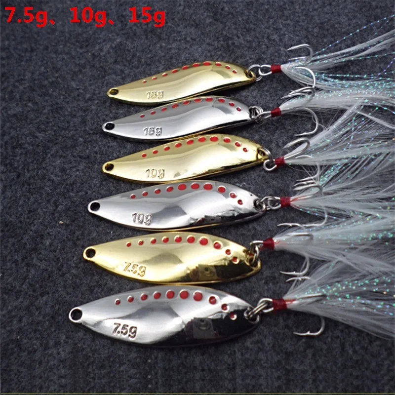 7.5g 10g 15g 20g  brand Fishing lure spoon Gold/Silver fishing bait spoon hard lures metal lure China free shipping