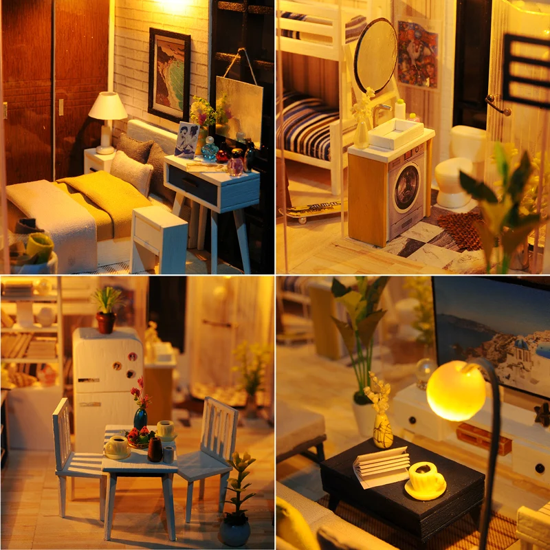 Ручной работы кукольный дом мебель Miniatura Diy кукольные домики миниатюрные деревянный кукольный домик игрушки для детей взрослые подарок на день рождения