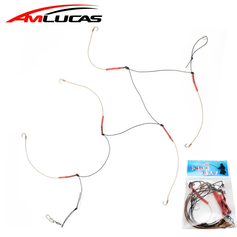 

Amlucas Stainless Steel Fishhooks Rigs Swivel Fishing Tackle Lures Pesca Baits Single Combination String Hook With 5 Small Hook